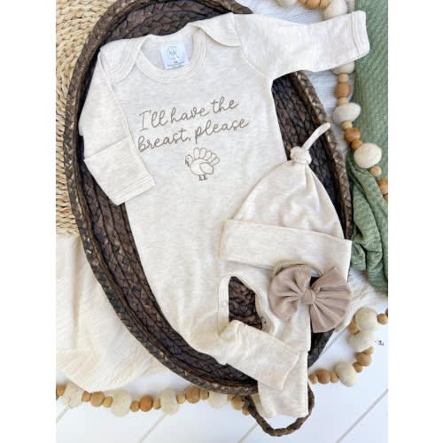 I'll have the breast please / funny thanksgiving baby outfit / thanksgiving turkey baby footie