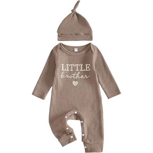 Newborn Baby Boy Fall Outfit Romper Jumpsuit Infant Waffle Clothes