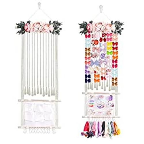Amazon.com: cherrboll Hair Bows Holder Headband Organizer for Girls, Hair Clips Hanger Storage with Hooks, Wall Hanging Decor for Nursery Room : Baby