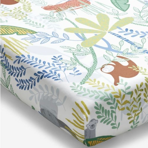 Jungle Classic Cool Organic Cotton Percale Fitted Crib Sheet