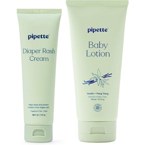 Pipette Baby Diaper Rash & Baby Lotion Bundle - Vanilla (Pack of 2)