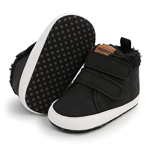 CENCIRILY Toddler Baby Boys Girls High Top Sneaker First Walk Ankle Boots | for 0-18 Months, Soft Anti Skid Sole, Hook&Loop Closure, Infant Prewalker Crib Shoes, Crawling, Daycare and Outings