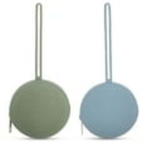 HippoBaby Silicone Pacifier Holder Case 2-Pack – 100% Food-Grade, BPA-Free, Portable with Loop – Durable & Easy to Clean (Sage/Sky Blue)