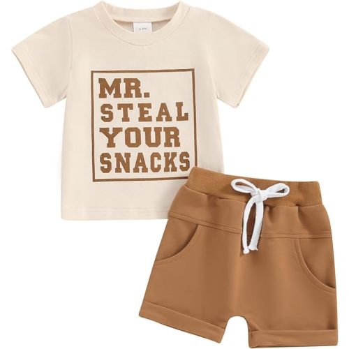 Toddler Baby Boy Summer Clothes Letter Print Short Sleeve Shirt Tops and Shorts Set Summer Outfit 2Pcs