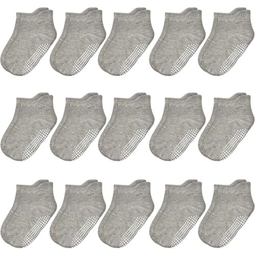 HYCLES 15 Pairs Toddler Socks, Kids Grip Socks for 6-12 Month 1-7 Years Non Slip Ankle Sock for Baby Boys Girls