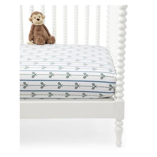 Tennis Borderline Stripe Crib Sheet | Serena and Lily