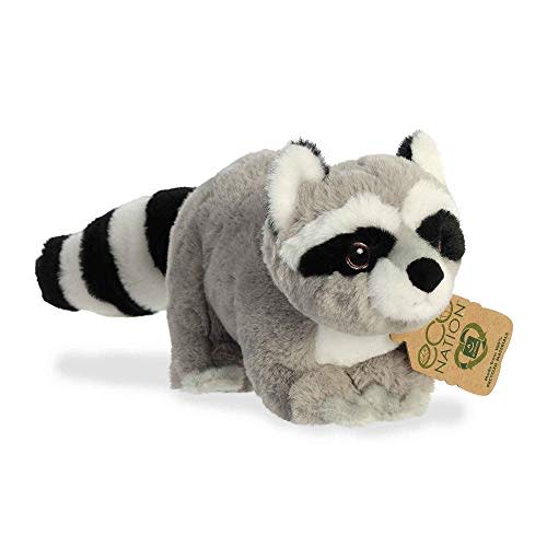 Aurora® Eco-Friendly Eco Nation™ Raccoon Stuffed Animal - Environmental Consciousness - Recycled Materials - Gray 9.5 Inches