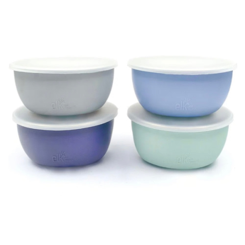 Stainless Steel Bowl with Silicone Suction Sleeve + Lids