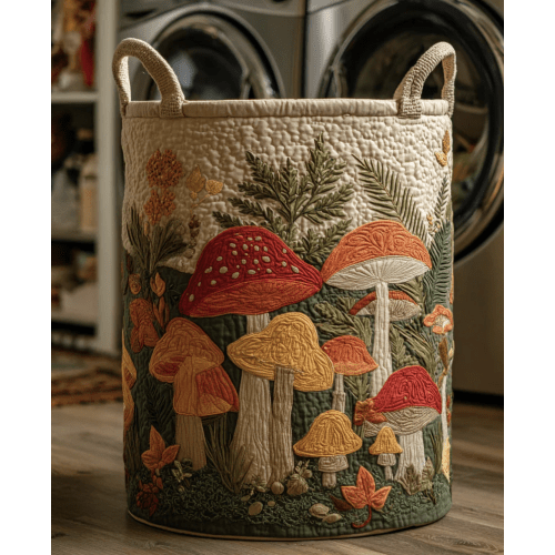 Woodland Mushroom Quilted Laundry Basket NCU0HNH595 – Quiltnest