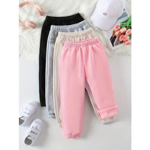 SHEIN Playful Pals 4pcs Baby Girl Casual Comfortable Simple Sweatpants Bottoms | SHEIN USA