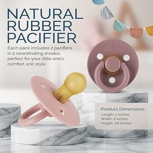 Amazon.com : Itzy Ritzy Natural Rubber Newborn Pacifiers (Set of 2) – Baby Pacifiers with Cherry-Shaped Nipple & Large Air Holes for Added Safety; Set of 2 Binkies in Blossom & Rosewood (Ages 0 – 6 Months) : Baby
