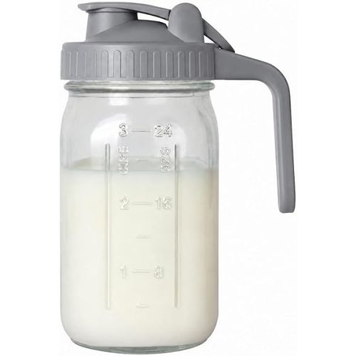 32 oz Breast Milk Pitcher, Glass Mason Jar Pitcher with Lid