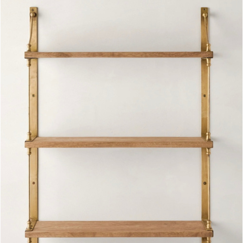 Triple Parker Brass and Wood Shelf – Magnolia