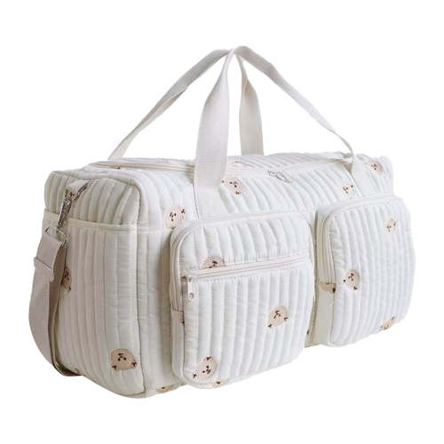 Quilted Diaper Tote Bag Organizer with Handbag, Large Capacity Weekender Bag for Adults Outdoor Travel Gym