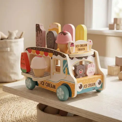 Wooden Ice Cream Truck Toy Pretend Play Ice Cream Shop Cart Montessori Toy Role Play Kitchen Toy Toddler Birthday Gift
LambBramble