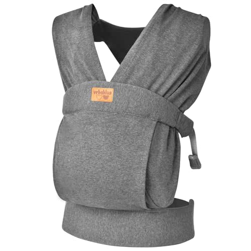 vrbabies Baby Wraps Carrier Sling, Baby Carrier for Newborns and Toddlers,Skin-Friendly and Soft Front Baby Carrier Wrap Perfect Baby Gifts (Grey, Cotton)
