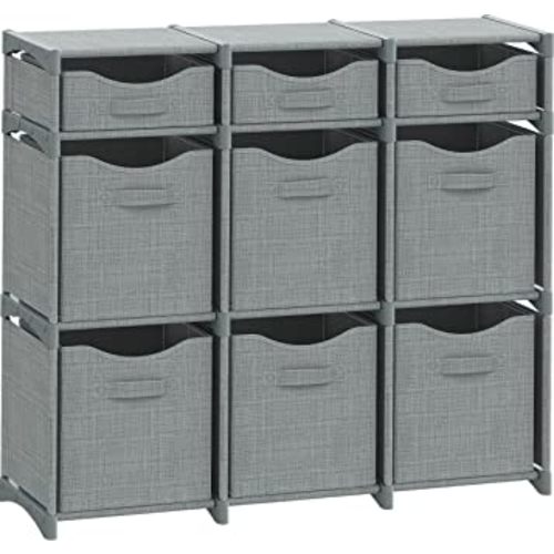 9 Cube Closet Organizers, Includes All Storage Cube Bins, Easy To Assemble Storage Unit With Drawers | Room Organizer For Clothes, Baby Closet Bedroom, Playroom, Dorm (Light Grey)