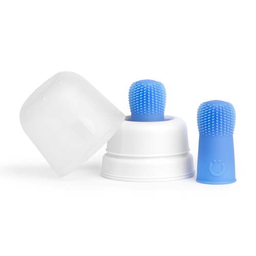 Ubbi Baby Silicone Finger Toothbrush with Storage Case, Food-Grade Platinum Silicone, Oral Care for Infants and Babies, 2 Pack, Polaris Blue