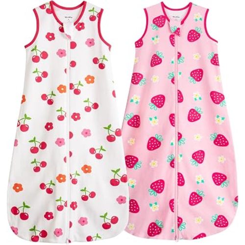 Baby Sleep Sack 0-6 Months 1.0 Tog 100% Cotton Toddler Sleep Sack,2 Pack Breathable Soft All Year Wearable Blanket for Toddler and Infant