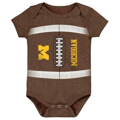 Newborn & Infant Brown Michigan Wolverines Catch Me Football Bodysuit