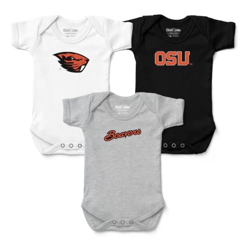 Newborn & Infant Chad & Jake White/Gray/Black Oregon State Beavers Three-Pack Primary Logo Bodysuit Set