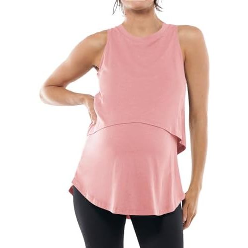 Tankaneo Womens Summer Maternity Nursing Tank Tops Sleeveless Double Layer Breastfeeding Shirt Pregnancy Clothes