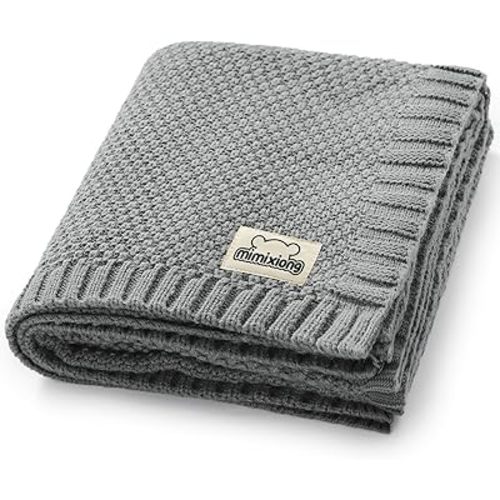 mimixiong Baby Blanket Knit Toddler Blankets for Boys and Girls Grey 40x30 Inch