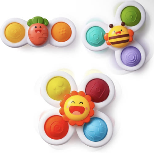 LiKee Strong Suction Cup Fidget Rotating Sensory Bath Toys for Baby