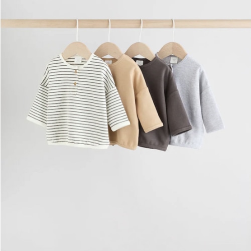 Buy Mono Stripe Baby Long Sleeve T-Shirts 4 Pack (0mths-2yrs) from Next USA