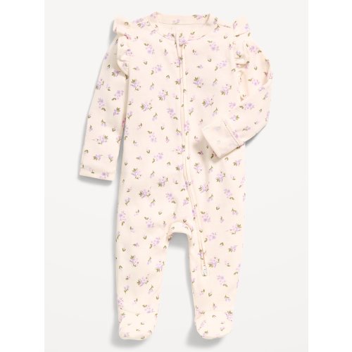 Ruffle-Trim 2-Way-Zip Sleep & Play Footed One-Piece for Baby | Old Navy