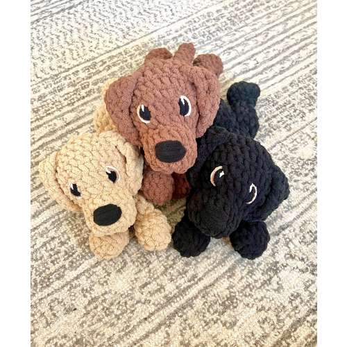 Crochet Labrador Snuggler Lovey: Handmade Golden Retriever Dog Stuffed Animal Plushie