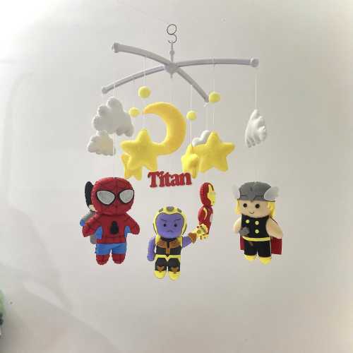 Handmade Superheroes Baby Mobile, Nursery Decor, Baby Shower Gift