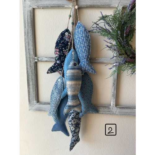 Fabric Fish Garland: Set of 8 Stuffed Coastal Beach House Decor