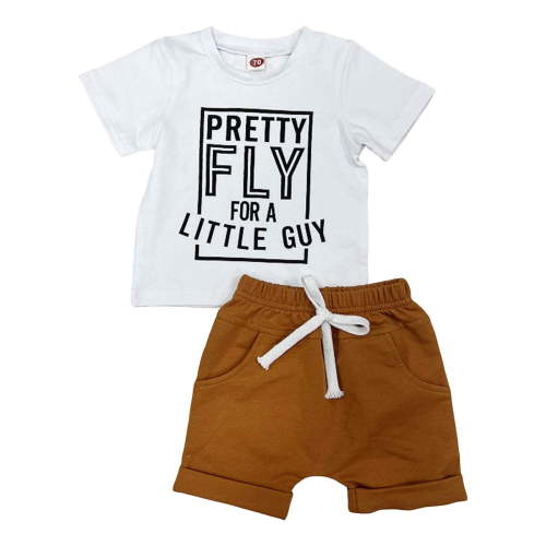 Gerichy Baby Boy Outfits Toddler Baby Boy Summer Clothes 0 6 12 18 24 Months 2T 3T Letter Print Shorts Set Outfits Baby Boys Short Sleeve Crewneck Print Boys Top Shorts 2 Piece Clothes Set