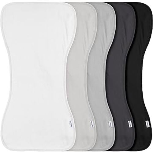 Gerber Baby Unisex Burp Cloths 5-Pack, White Black, Size 10.5" x 21"