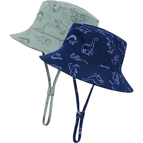 Durio 2-Pack Baby Bucket Hat - UPF 50+ Sun Protection Hat for Infant to Kid, Wide Brim Summer Beach Hats Newborn Toddler Boy