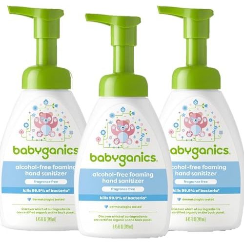 Babyganics Alcohol-Free Foaming Hand Sanitizer, Pump Bottle, Fragrance Free, 8.45 oz, 3 Pack