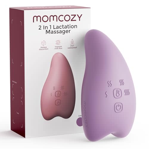 Momcozy A1Pro Lactation Massager, Deep Vibration & Rapid Heating for Clog Relief & Efficient Pumping, Breastfeeding Essentials with Memory Function & Fast Charging, for Postpartum Mom,Lilac