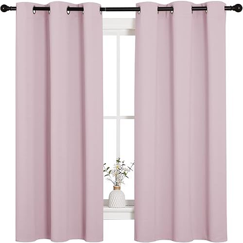 NICETOWN Baby Pink Blackout Curtains for Nursery 42" w x 63" L 2 Panels