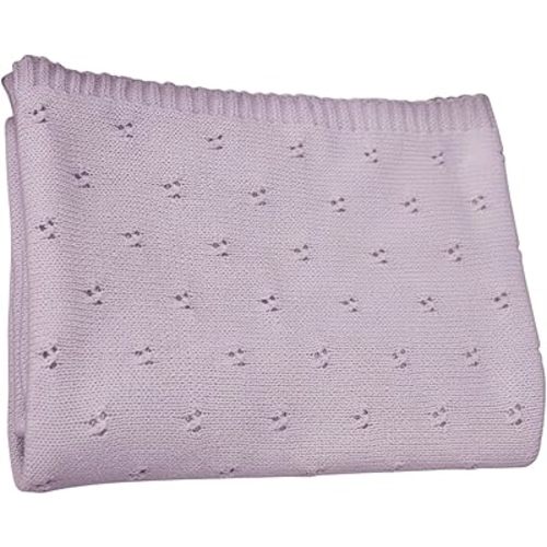 Baby Knit Blanket, 100% Cotton Eyelet Patterns, Soft, Cozy, Lightweight Swaddle for Newborn & Infant Swaddling Beige Neutral, Perfect Baby Shower Ideas Lilac 30x30