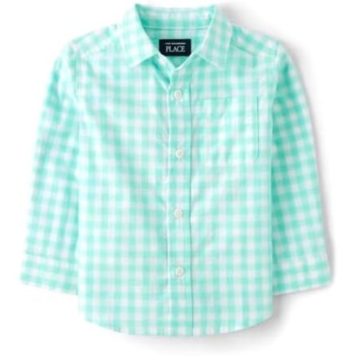 The Children's Place Baby-Boys and Toddler Poplin Long Sleeve Button Down Shirt