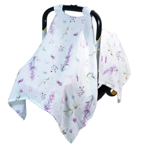 80S Muslin Car Seat Cover for Babies - Soft & Breathable Infant Carrier Canopy, Lightweight Sunshade for Summer, Universal Fit for Baby Boys & Girls