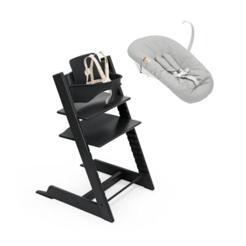 Stokke Tripp Trapp High Chair 2 with Adjustable Newborn Set & Baby Set - Black