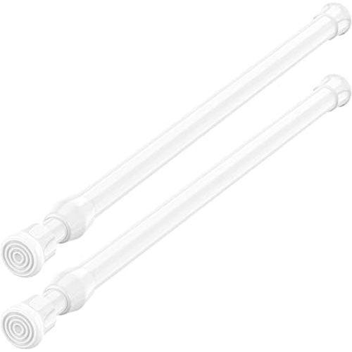 AIZESI Spring Tension Curtain Rods Short Tension Rod (White,17" to 28"-2Pcs)