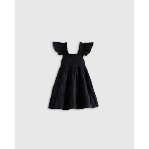 100% Organic Cotton Poplin Smocked Dress - Baby Girl in Black