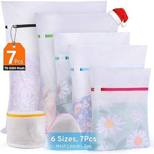 Ultimate 7 Pack 6 Size Mesh Laundry Bags Set for Delicates with AUTO-Lock Zipper, Lingerie Bags for Washing Delicates, Laundry Bags Mesh Wash Bags, Delicates Laundry Bag for Jeans,Blouse,Stocking,Bra