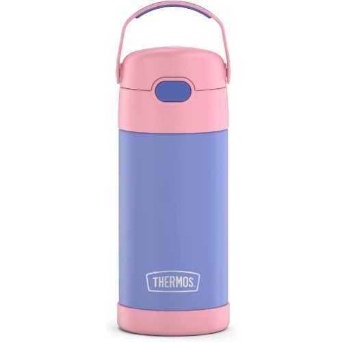 THERMOS FUNTAINER Water Bottle with Straw - 12 Ounce - Kids Stainless Steel Vacuum Insulated Water Bottle with Lid, Purple/Pink
