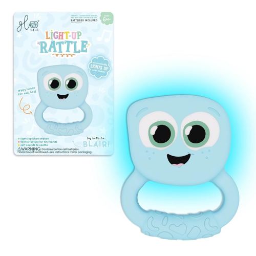 Glo Pals Light-Up Rattle – Sensory Baby Rattle with 7-Color LED Lights – Soft Silicone Baby Toy for Infant Development – Rattle for Infant Toys (Blair)