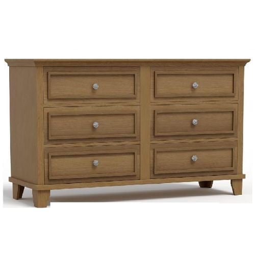 Wide 6-Drawer Dresser, Modern Wood Storage Organizer with Metal Handles