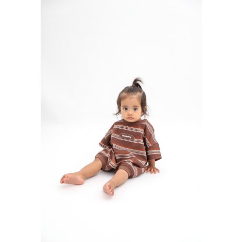 Retro Stripe Romper (Brown) — Ninthe
